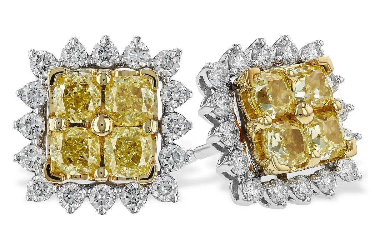Diamond Fancy Earrings in yellow & white