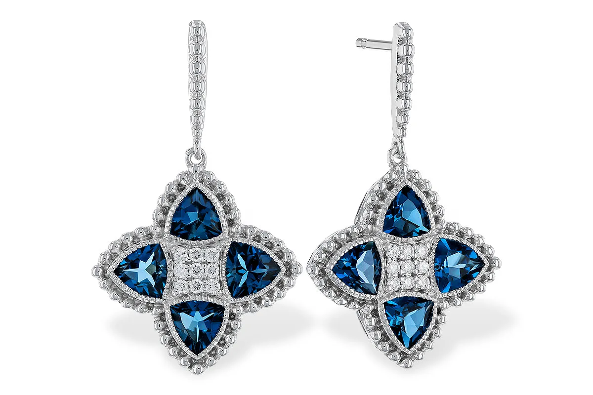 London Blue Topaz Earrings in white gold