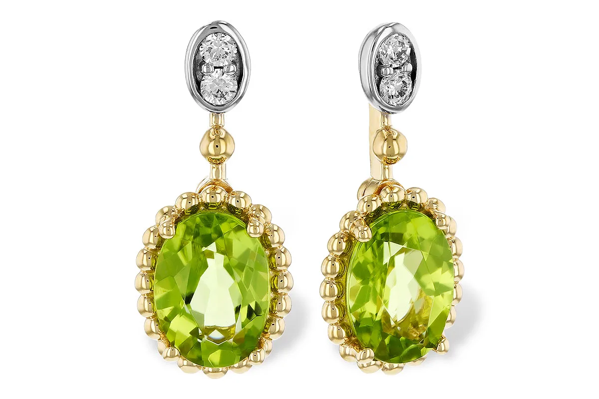 Peridot Earrings in yellow & white