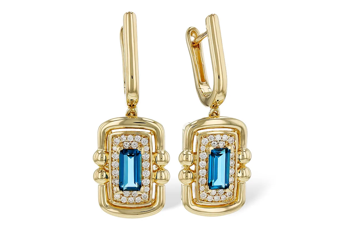 London Blue Topaz Earrings in yellow gold