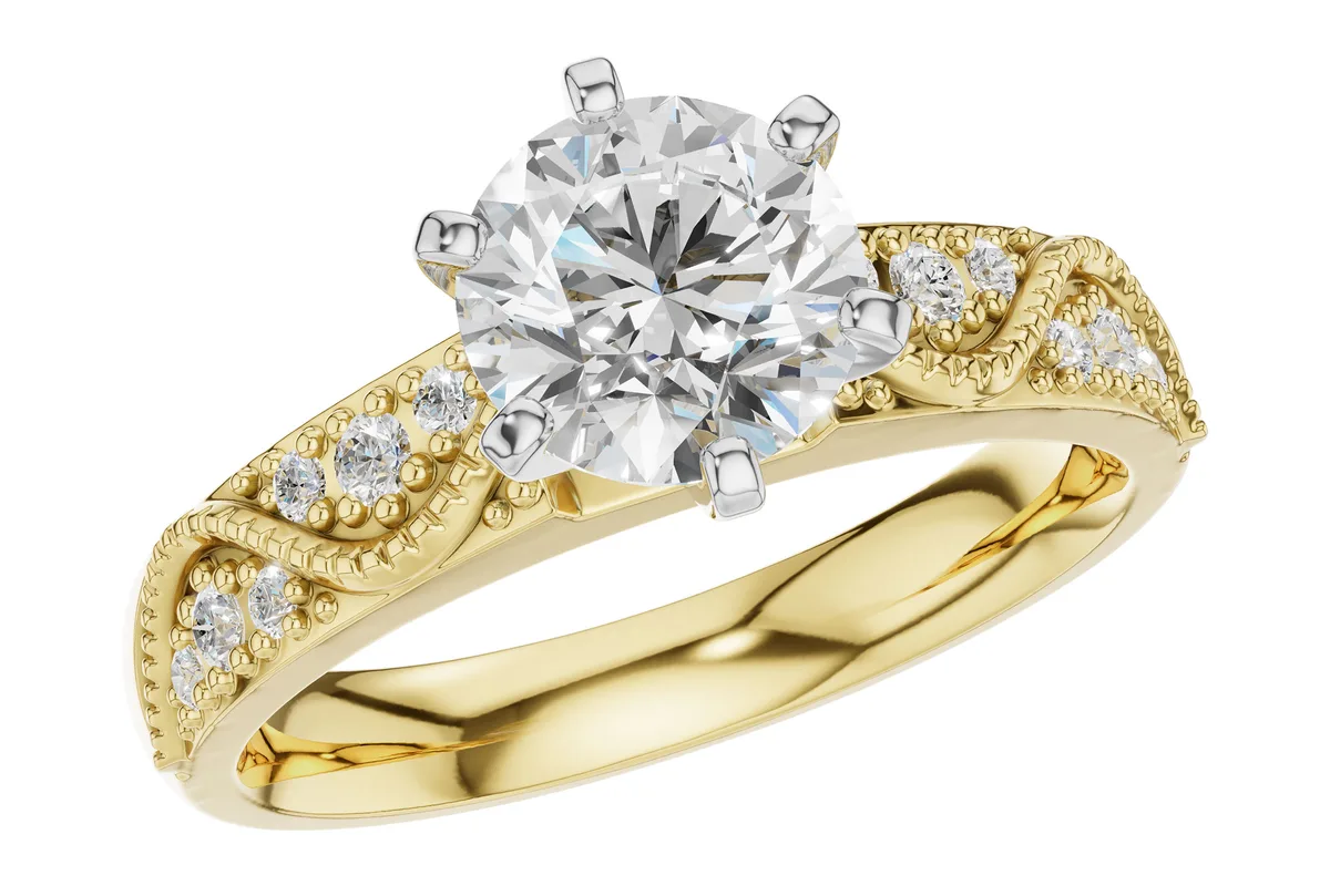 Diamond Semi-Mount Engagement Ring in yellow gold