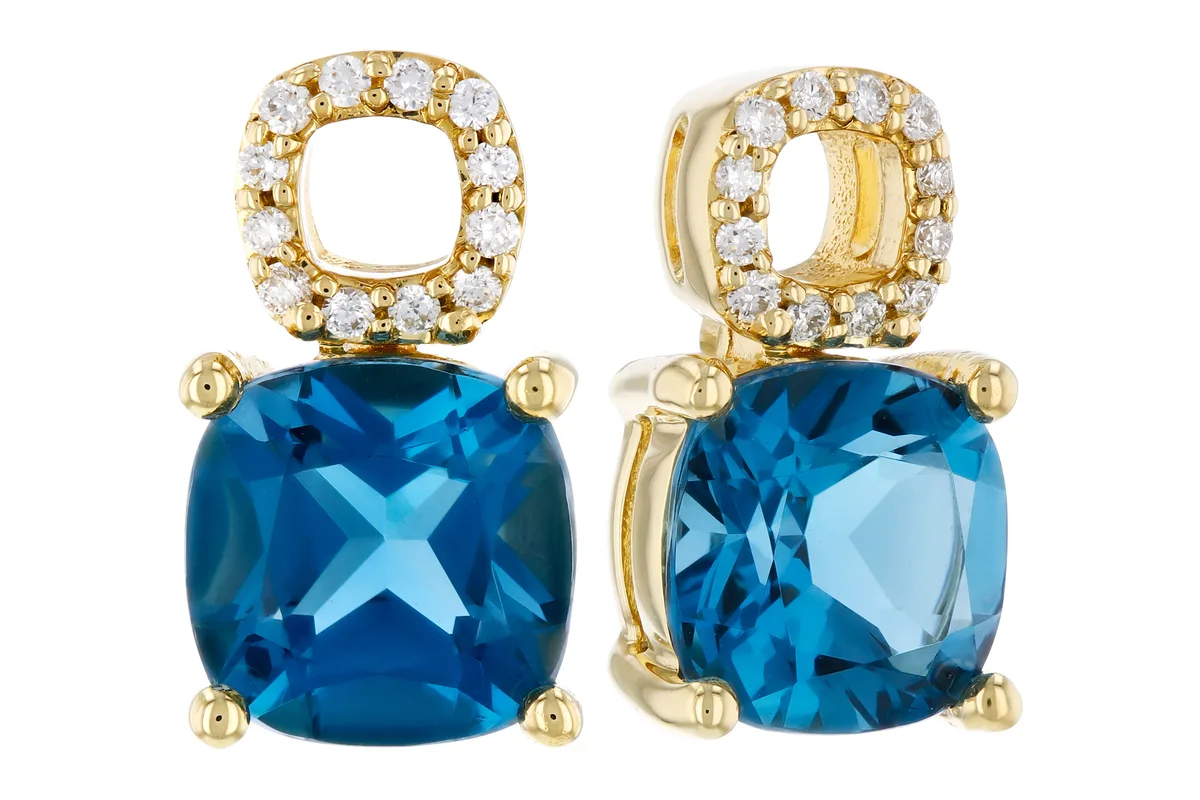 London Blue Topaz Earrings in yellow gold